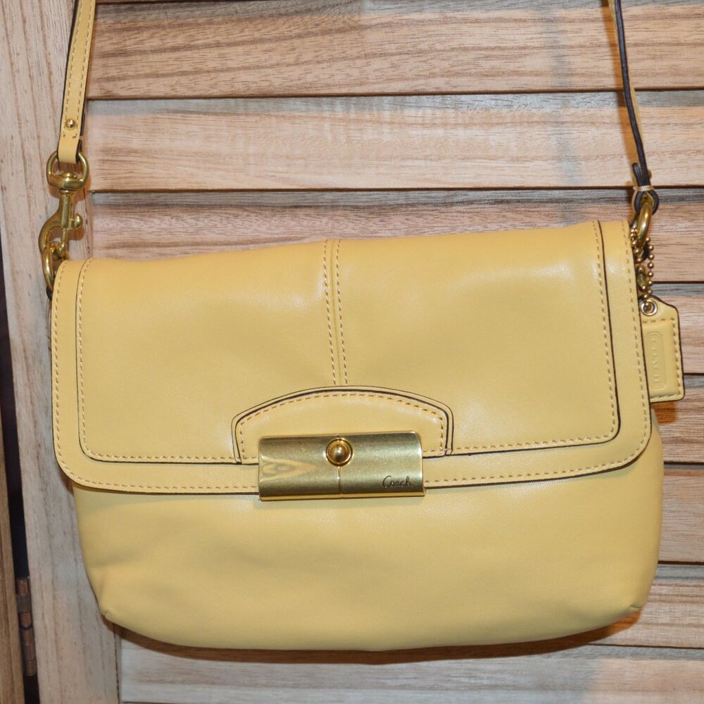 Coach Kristin Buttercup Yellow Leather Crossbody Long Strap F48986 Mother's Day